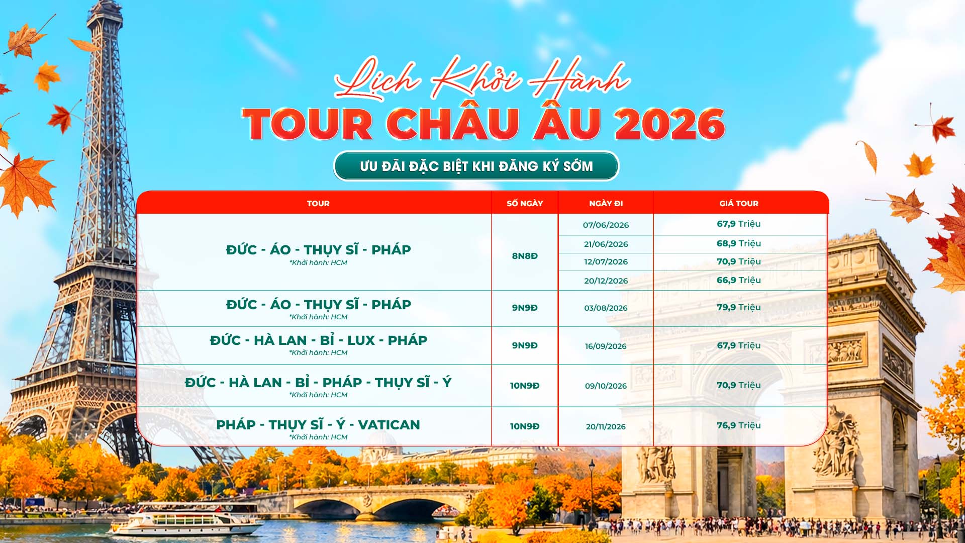Lịch khởi hành tour - Slide 3